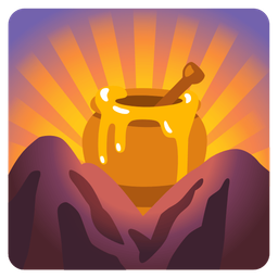 sunrise over mountains and honey pot