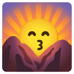 Sunrise over mountains and Kissing face with smiling eyes