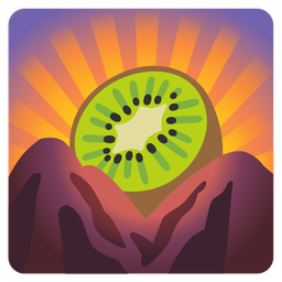 sunrise over mountains and kiwi fruit
