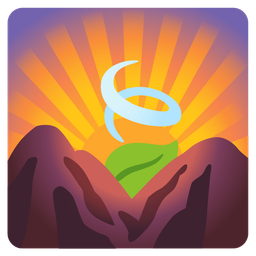 sunrise over mountains and leaf fluttering in wind