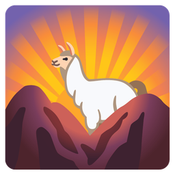 sunrise over mountains and llama