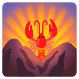 sunrise over mountains and lobster