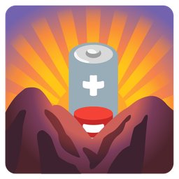 sunrise over mountains and low battery