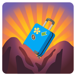 sunrise over mountains and luggage