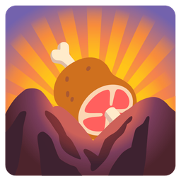 sunrise over mountains and meat on bone