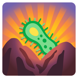 sunrise over mountains and microbe