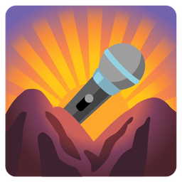 sunrise over mountains and microphone
