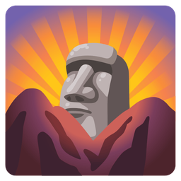 sunrise over mountains and moai