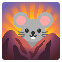 sunrise over mountains and mouse face