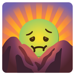 sunrise over mountains and nauseated face