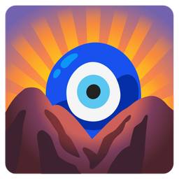 sunrise over mountains and nazar amulet