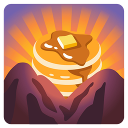 sunrise over mountains and pancakes