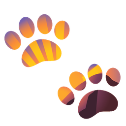 sunrise over mountains and paw prints