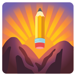 sunrise over mountains and pencil