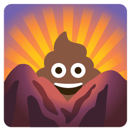 sunrise over mountains and pile of poo