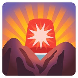 sunrise over mountains and police car light