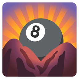 sunrise over mountains and pool 8 ball