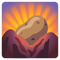 sunrise over mountains and potato