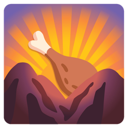 sunrise over mountains and poultry leg