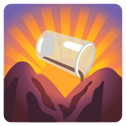 sunrise over mountains and pouring liquid