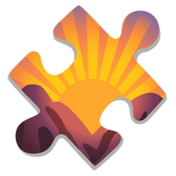 sunrise over mountains and puzzle piece