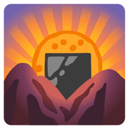 sunrise over mountains and rice cracker