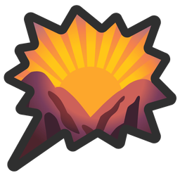 sunrise over mountains and right anger bubble