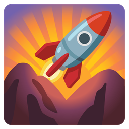 sunrise over mountains and rocket