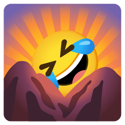 Sunrise over mountains and Rolling on the floor laughing