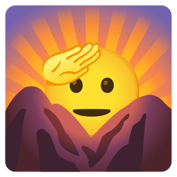 sunrise over mountains and saluting face