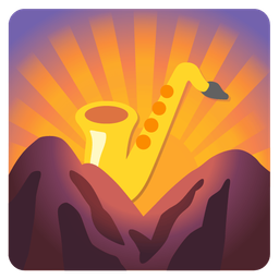 sunrise over mountains and saxophone