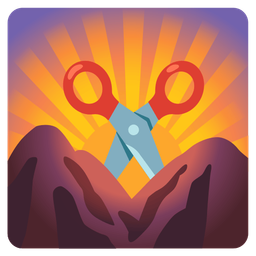 sunrise over mountains and scissors