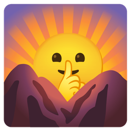 sunrise over mountains and shushing face