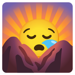 sunrise over mountains and sleepy face