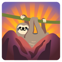 sunrise over mountains and sloth