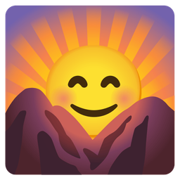 Sunrise over mountains and Smiling face with smiling eyes