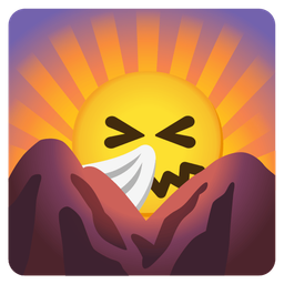 sunrise over mountains and sneezing face