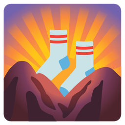 sunrise over mountains and socks