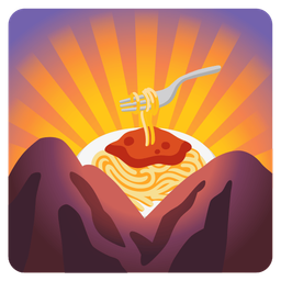 sunrise over mountains and spaghetti