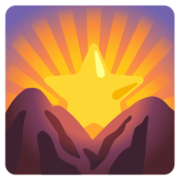 sunrise over mountains and star