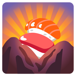 sunrise over mountains and sushi