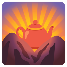 sunrise over mountains and teapot