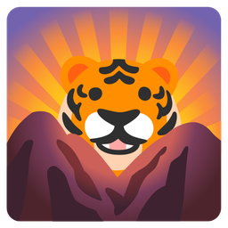 sunrise over mountains and tiger face