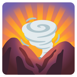 sunrise over mountains and tornado