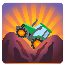 sunrise over mountains and tractor