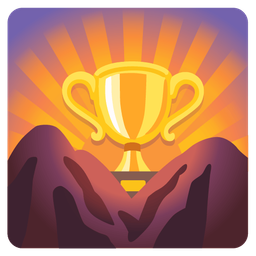 sunrise over mountains and trophy