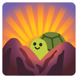 sunrise over mountains and turtle