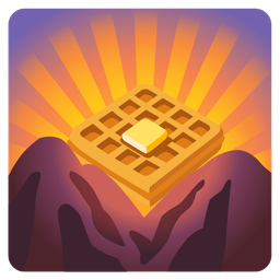 sunrise over mountains and waffle