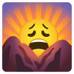 sunrise over mountains and weary face