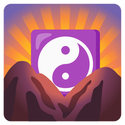 sunrise over mountains and yin yang